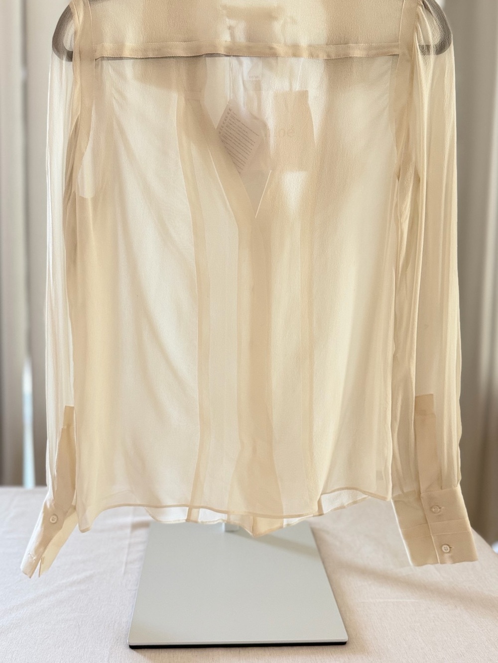 NWT CHLOE Georgette Cream Silk-Blend Sheer Blouse - color “Chalk”. - Picture 4 of 7